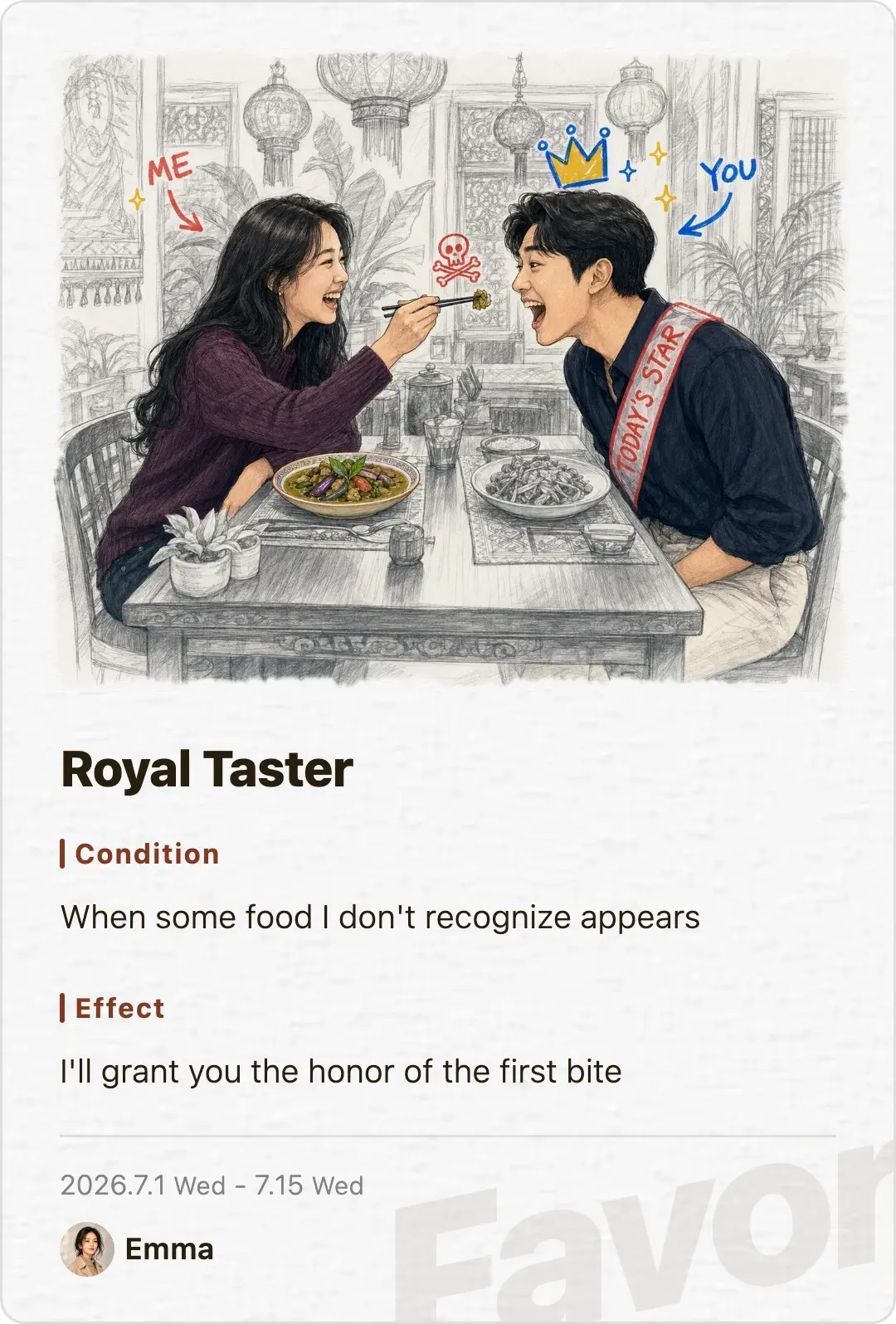 Favor card